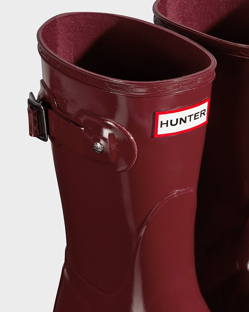 Womens Hunter Short Rain Boots Grey Red - Original Gloss - 4958137-KB